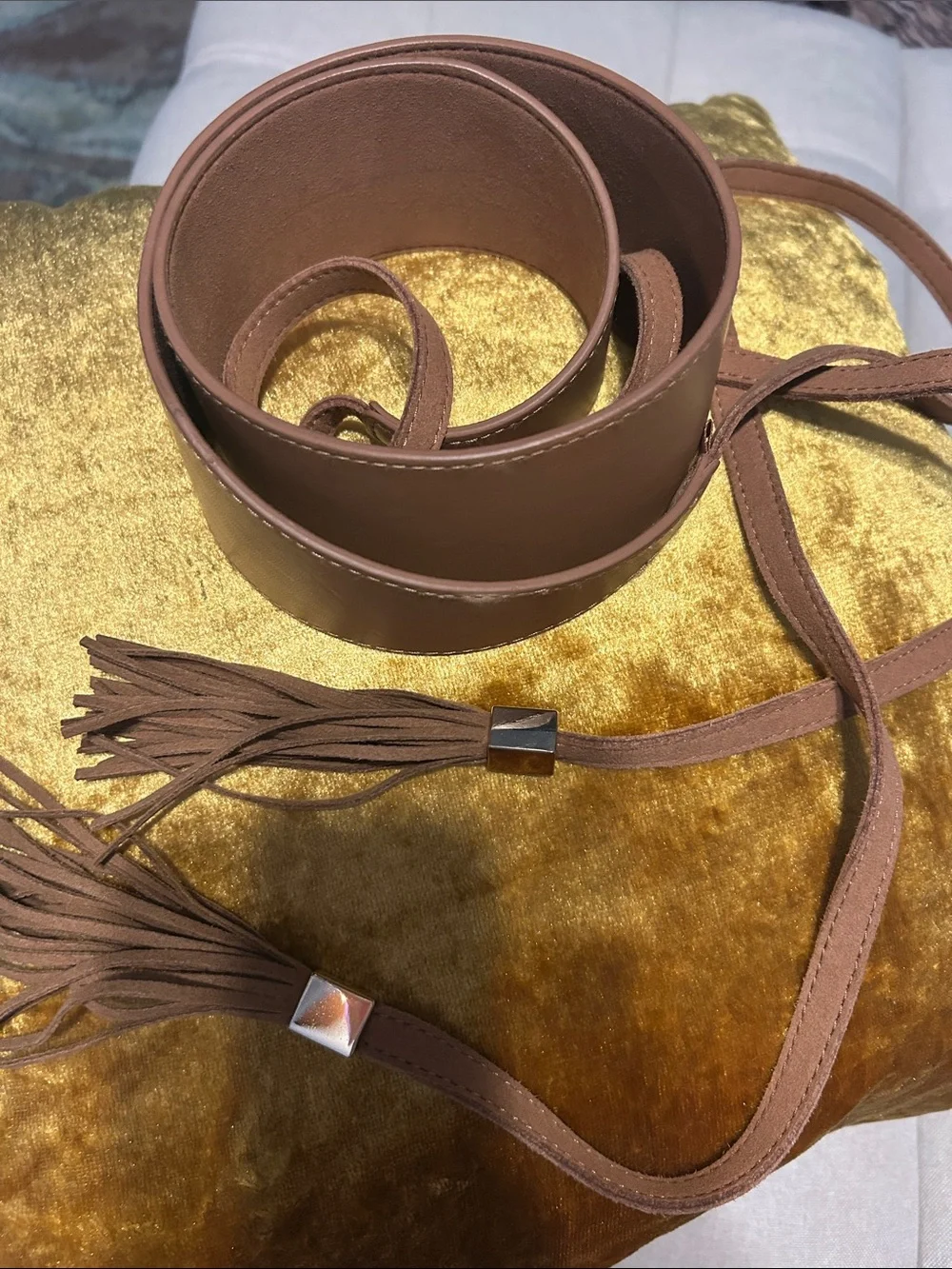 Brown Fringe Tie Belt - Women I Accessories